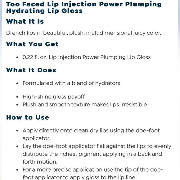 🌷 Too Faced The Bigger The Hoops Lip Injection Power Plumping Lip Gloss - Picture 3 of 7